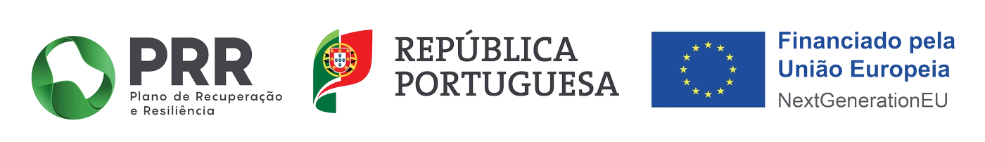 PRR, Plano de Recuperação e Resiliência. República Portuguesa. Financiado pela União Europeia, NextGenerationEU.